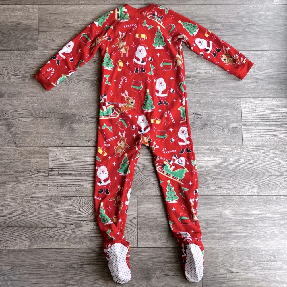 The Children’s Place Christmas One Way Footed Zippy Pajama Red 5T
